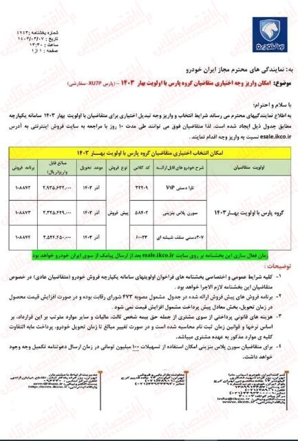 شروع ثبت نام ایران خودرو برای عید سعید قربان 1403 / فروش تارا، پژو 207، سورن و پژو پارس با تحویل 90 روزه + لینک