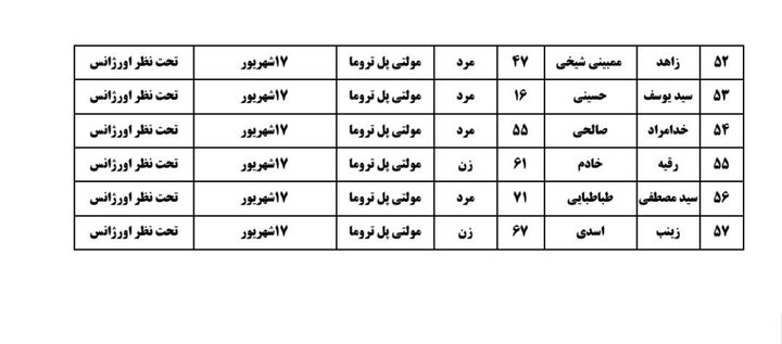 نام تلفات اتوبوس Basra -shalmcheh اعلام شد